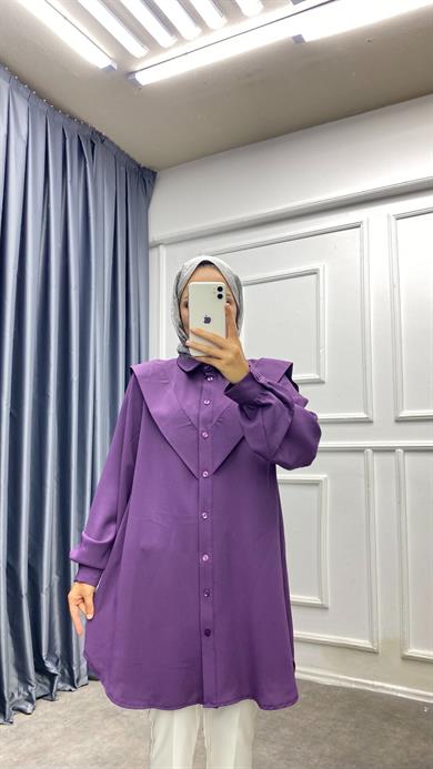 Pelerinli Tunik Mor