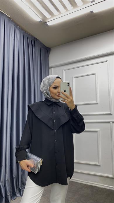 Pelerinli Tunik Siyah