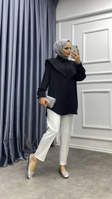 Pelerinli Tunik Siyah