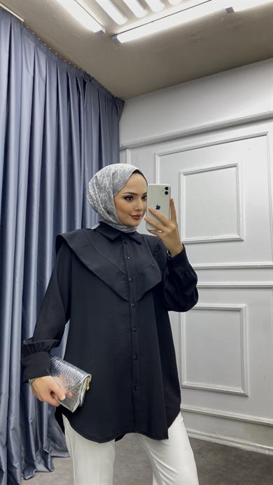 Pelerinli Tunik Siyah