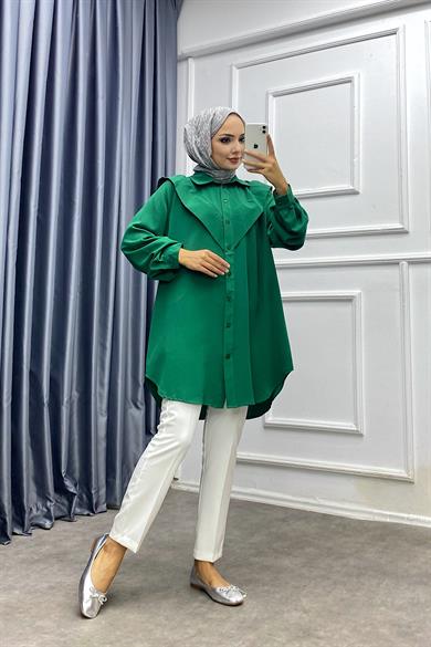 Pelerinli Tunik Zümrüt Yeşili