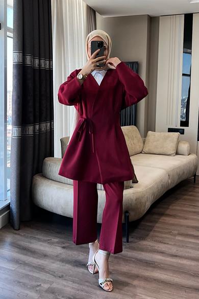 Pens Detay İkili Takım Bordo