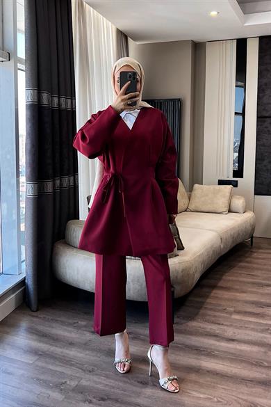 Pens Detay İkili Takım Bordo
