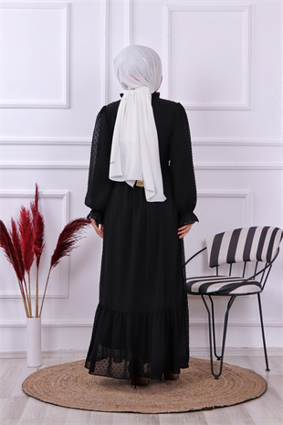 Trn Ponponlu Elbise- Siyah