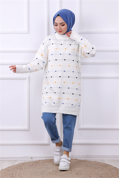 Ponponlu Tunik Beyaz