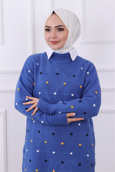 Ponponlu Tunik İndigo