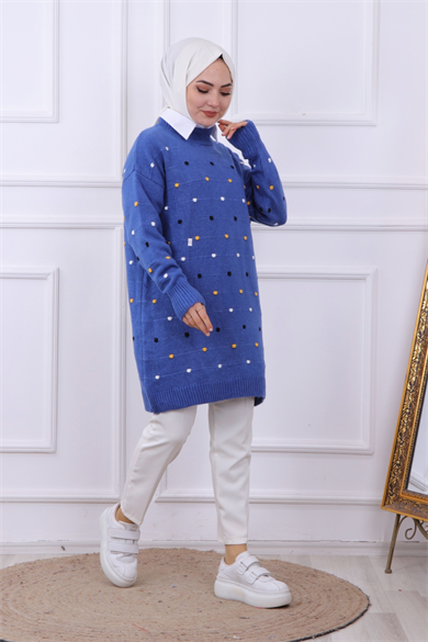 Ponponlu Tunik İndigo