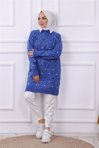Ponponlu Tunik İndigo