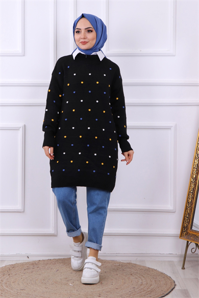Ponponlu Tunik Siyah