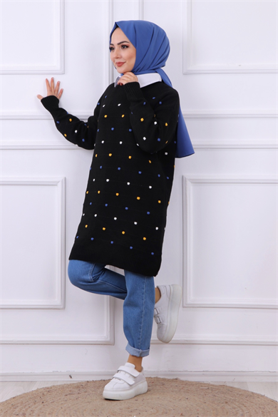 Ponponlu Tunik Siyah