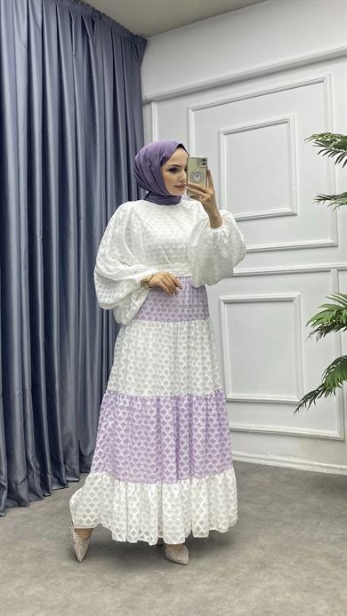 Renk Geçişli Elbise Mor 