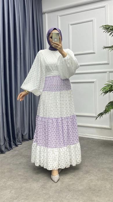 Renk Geçişli Elbise Mor 