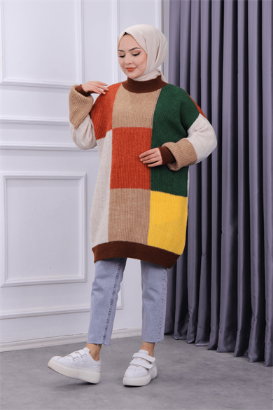 Renkli Tunik Kahverengi