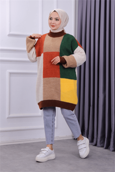 Renkli Tunik Kahverengi