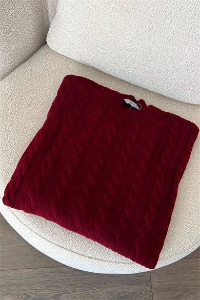 Saç Örgülü Tunik Bordo 