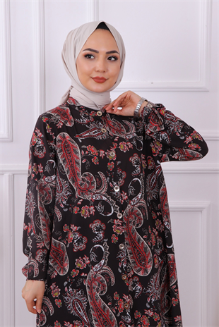 Şal Desen Tunik Siyah