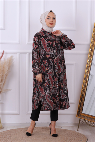 Şal Desen Tunik Siyah