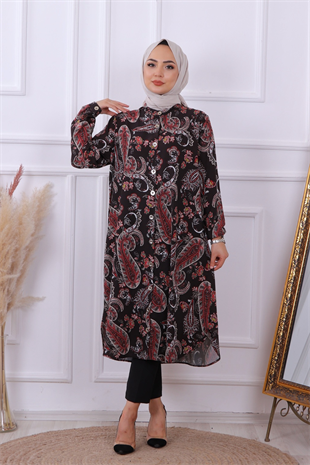 Şal Desen Tunik Siyah