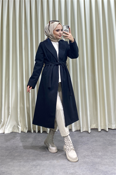 Şal Yaka Kaban Siyah