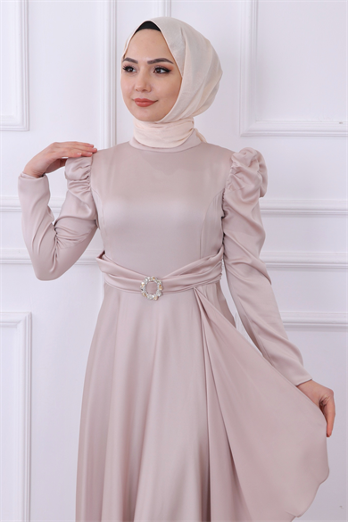 Saten Abiye Toz Pembe