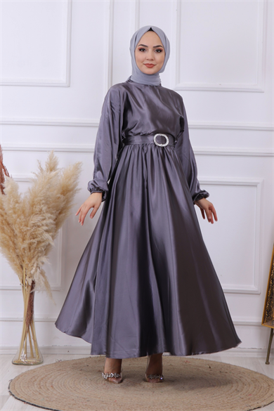 Saten Elbise Gri