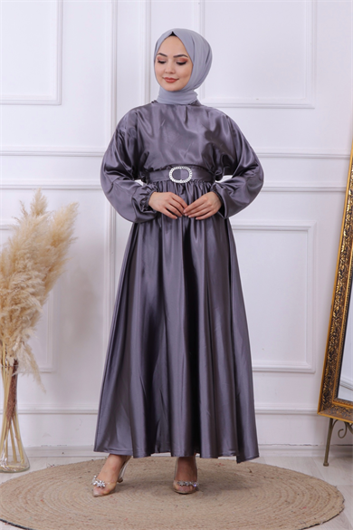 Saten Elbise Gri