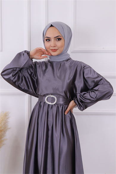 Saten Elbise Gri