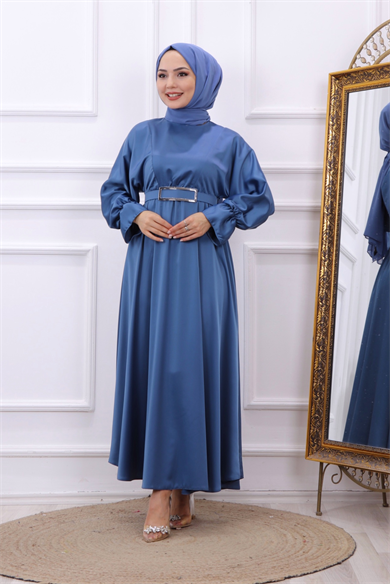 Saten Elbise İndigo