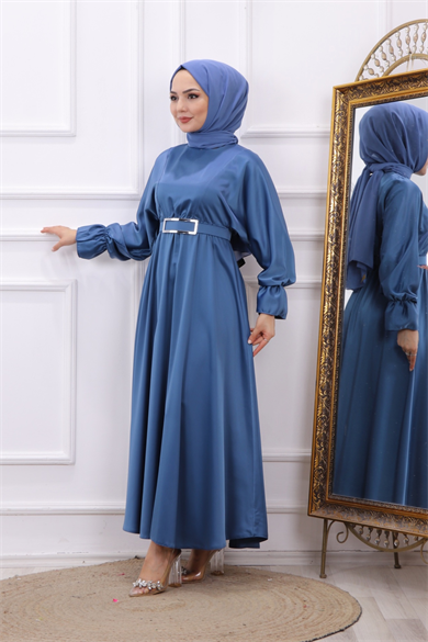 Saten Elbise İndigo