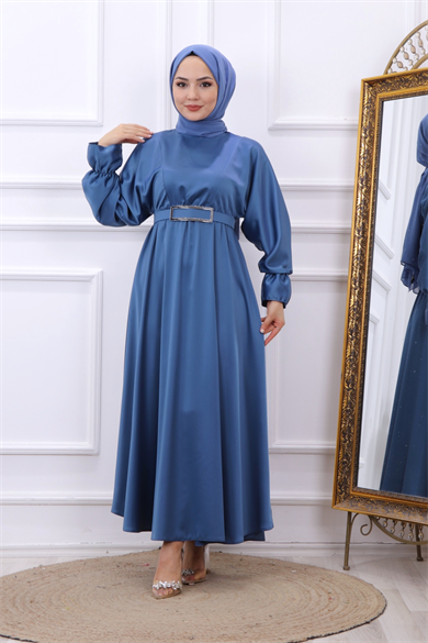 Saten Elbise İndigo