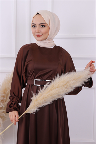 Saten Elbise Kahve