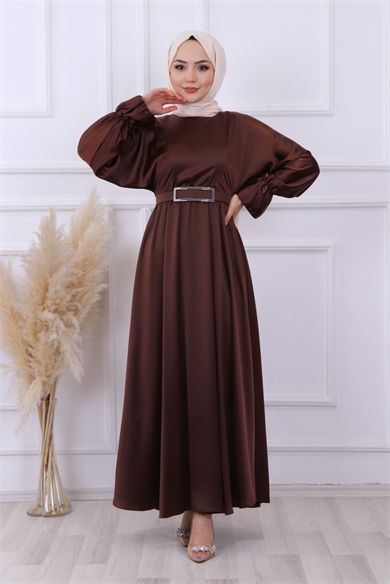 Saten Elbise Kahve