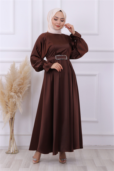 Saten Elbise Kahve