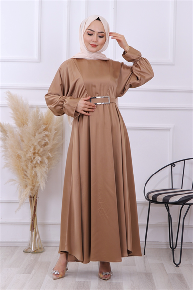 Saten Elbise Karamel