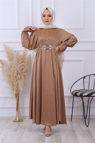 Saten Elbise Karamel