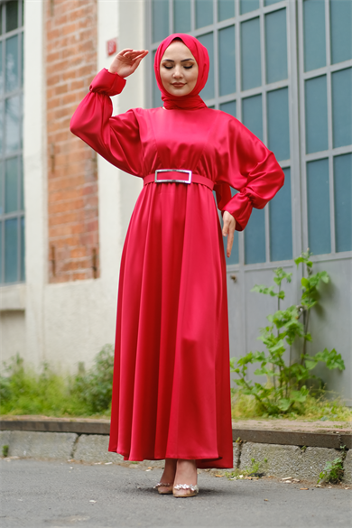 Saten Elbise Kırmızı