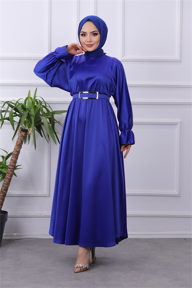 Saten Elbise Lacivert