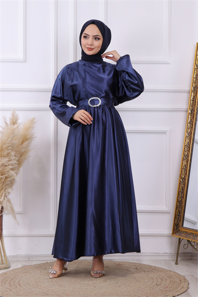 Saten Elbise Lacivert