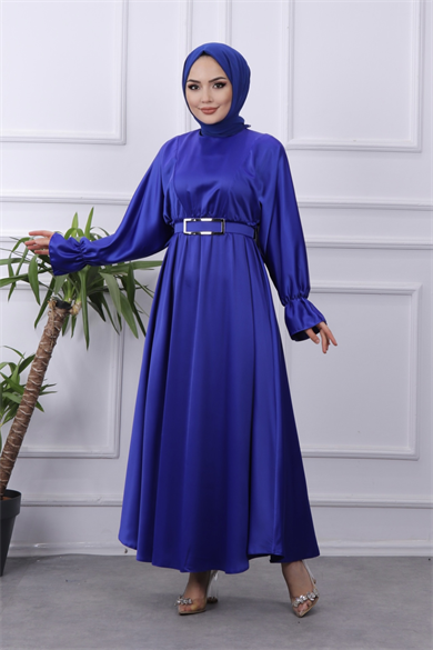 Saten Elbise Lacivert