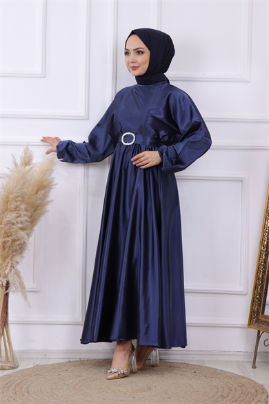 Saten Elbise Lacivert