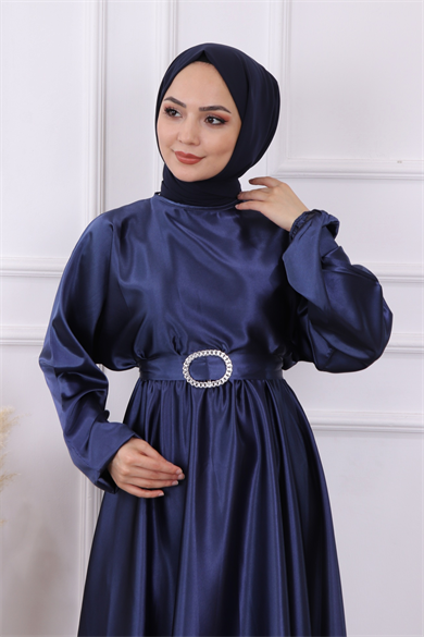 Saten Elbise Lacivert