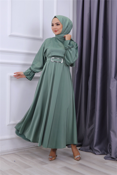 Saten Elbise Mint Yeşili