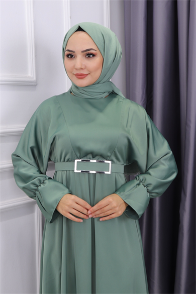 Saten Elbise Mint Yeşili