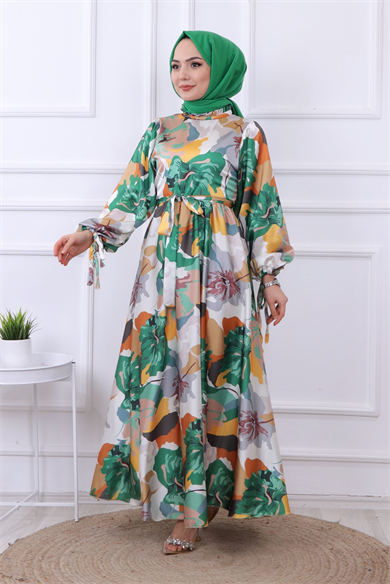 Saten Elbise Sarı Yeşil