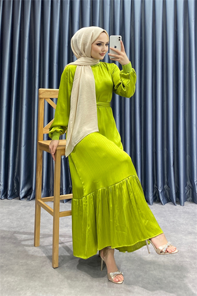Saten Elbise Yağ Yeşili