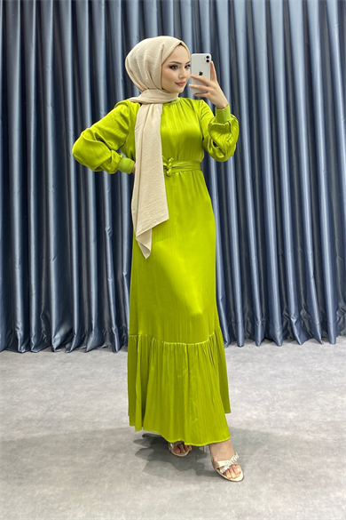 Saten Elbise Yağ Yeşili