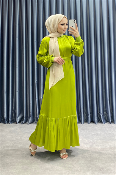 Saten Elbise Yağ Yeşili