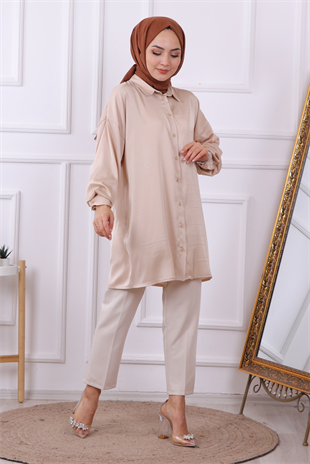 Saten Tunik Krem