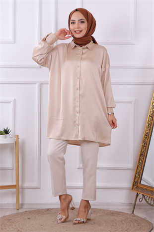 Saten Tunik Krem