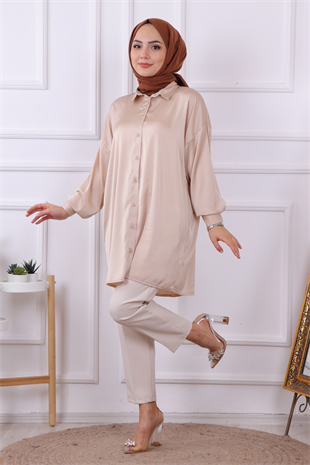 Saten Tunik Krem